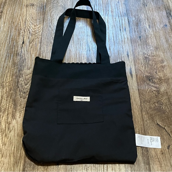 Samansa Mos2 Crotched Tote Shoulder Bag Black Preowned - Picture 5 of 8